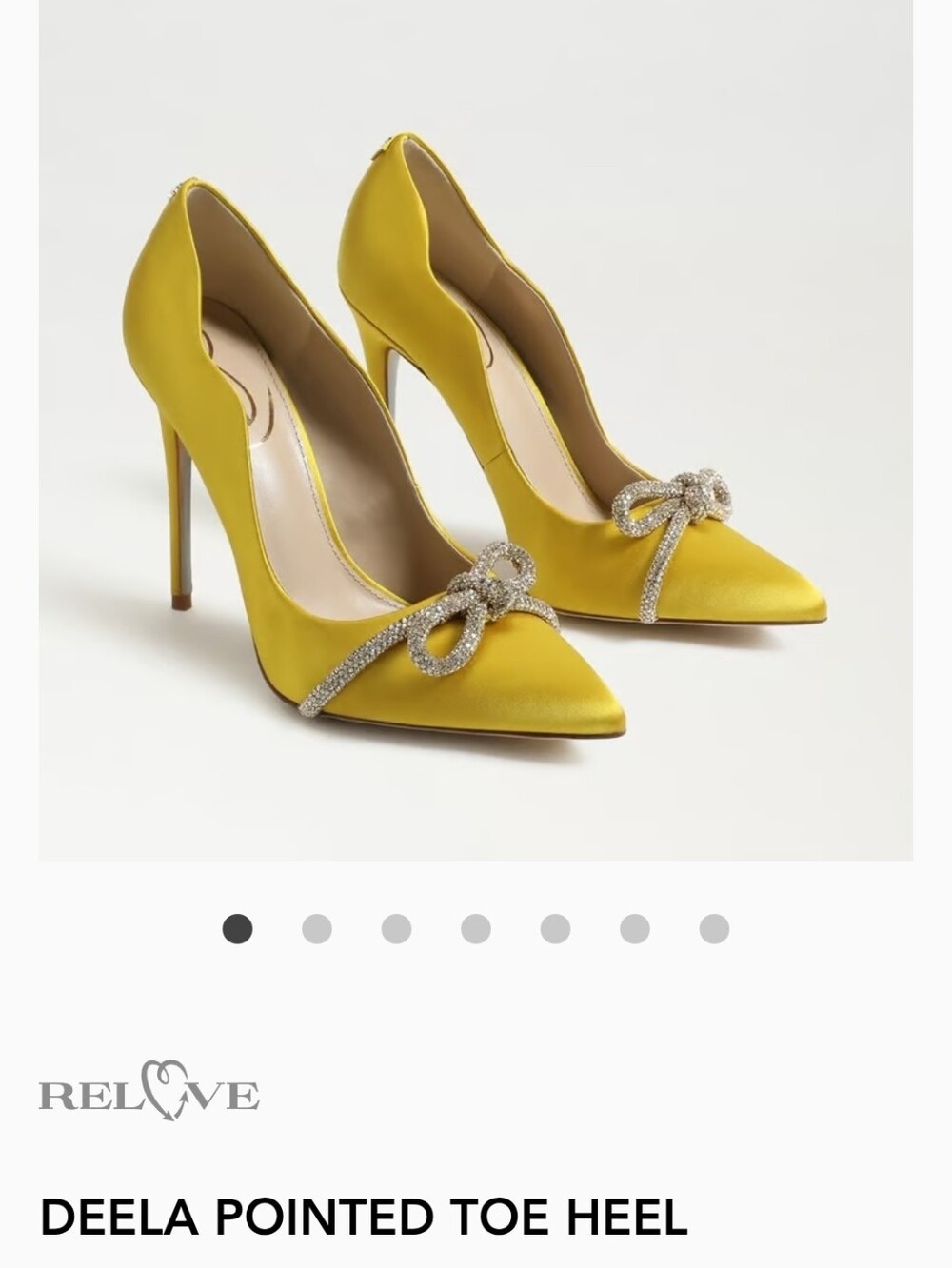 Sam Edelman Deela pumps ochre yellow satin crystal bow size 9 NWT